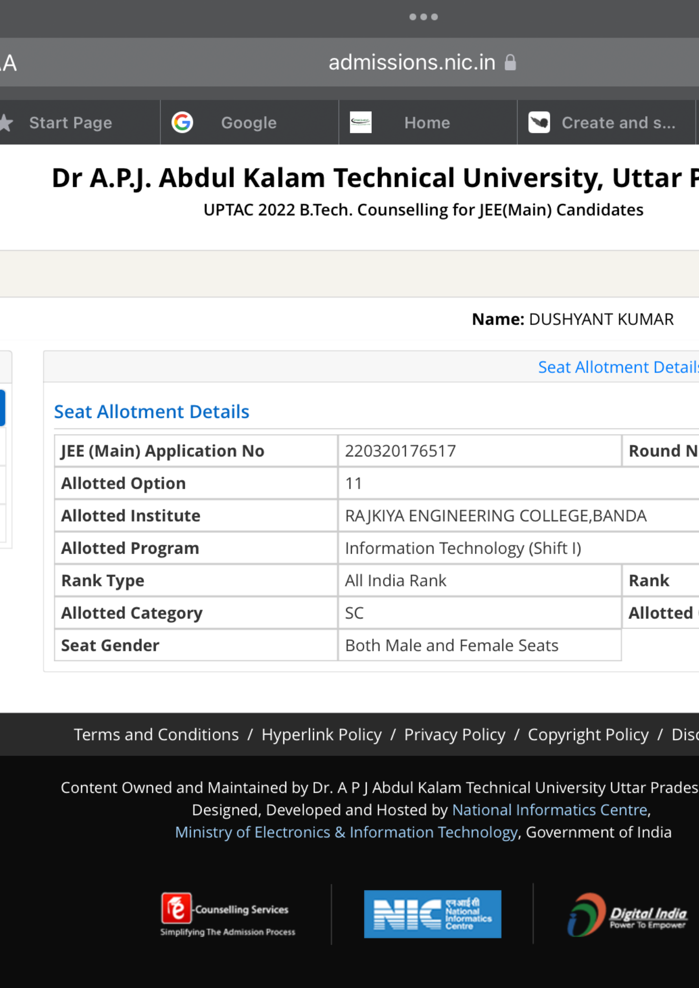 Allotment letter - Career Margdarshan