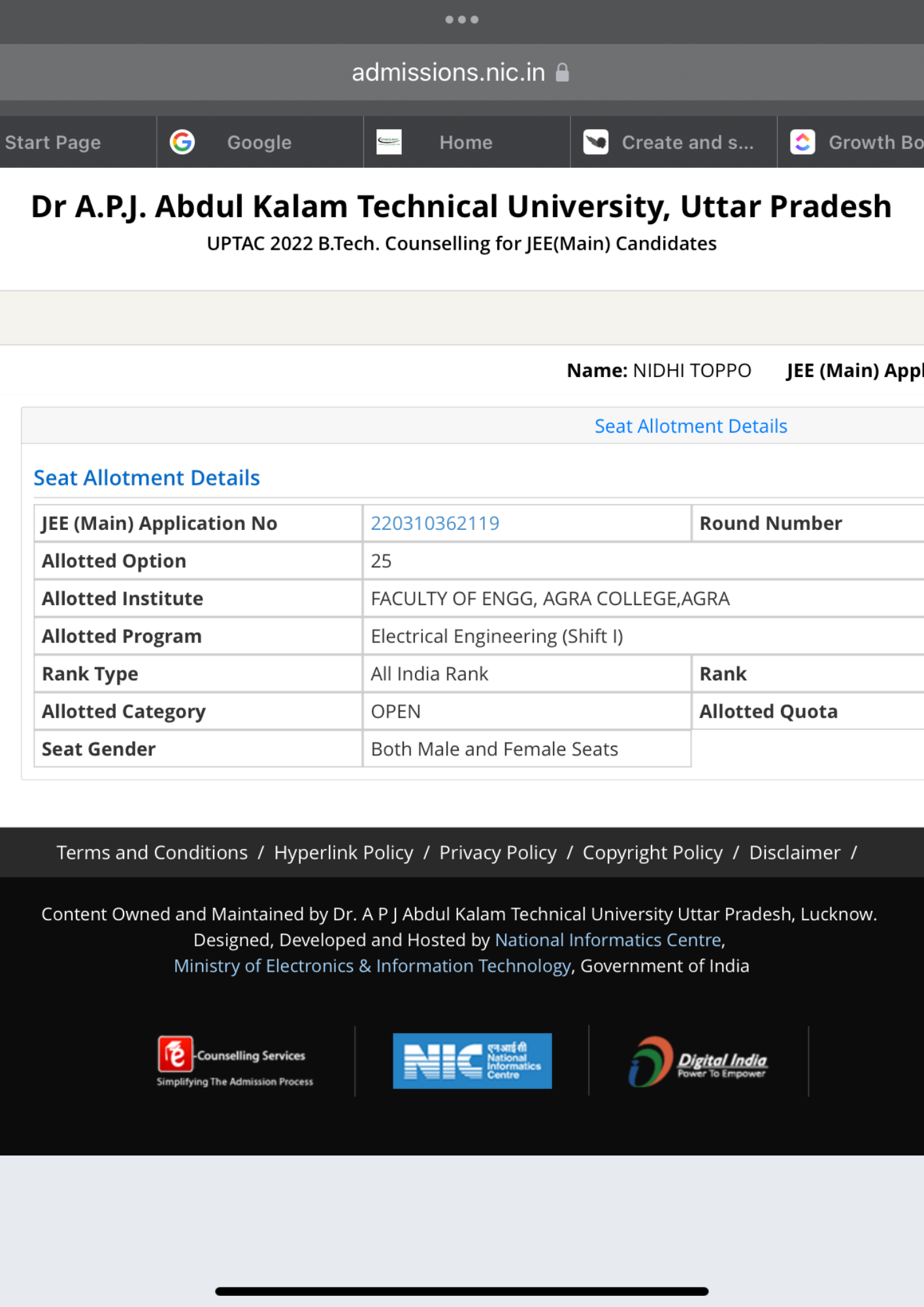 Career Margdarshan allotment letter