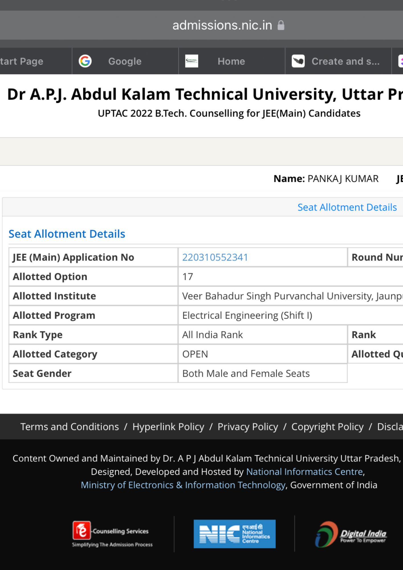 JoSAA allotment letter 2024
