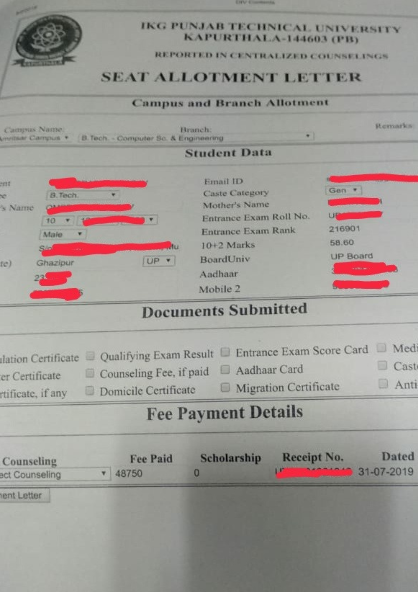 Career Margdarshan student allotment