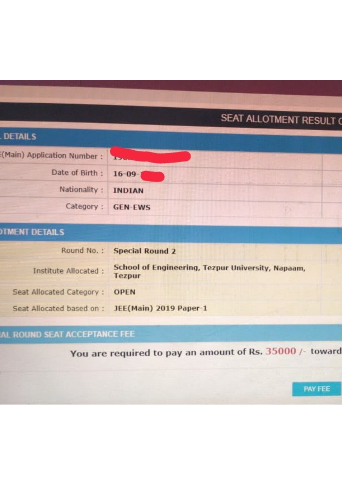 JoSAA allotment letter - Career Margdarshan