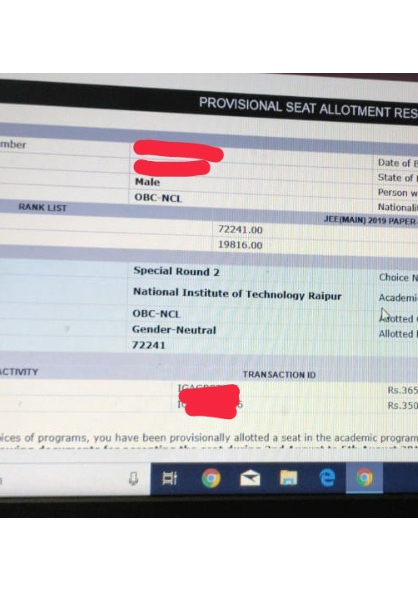 CSAB allotment letter - Career Margdarshan