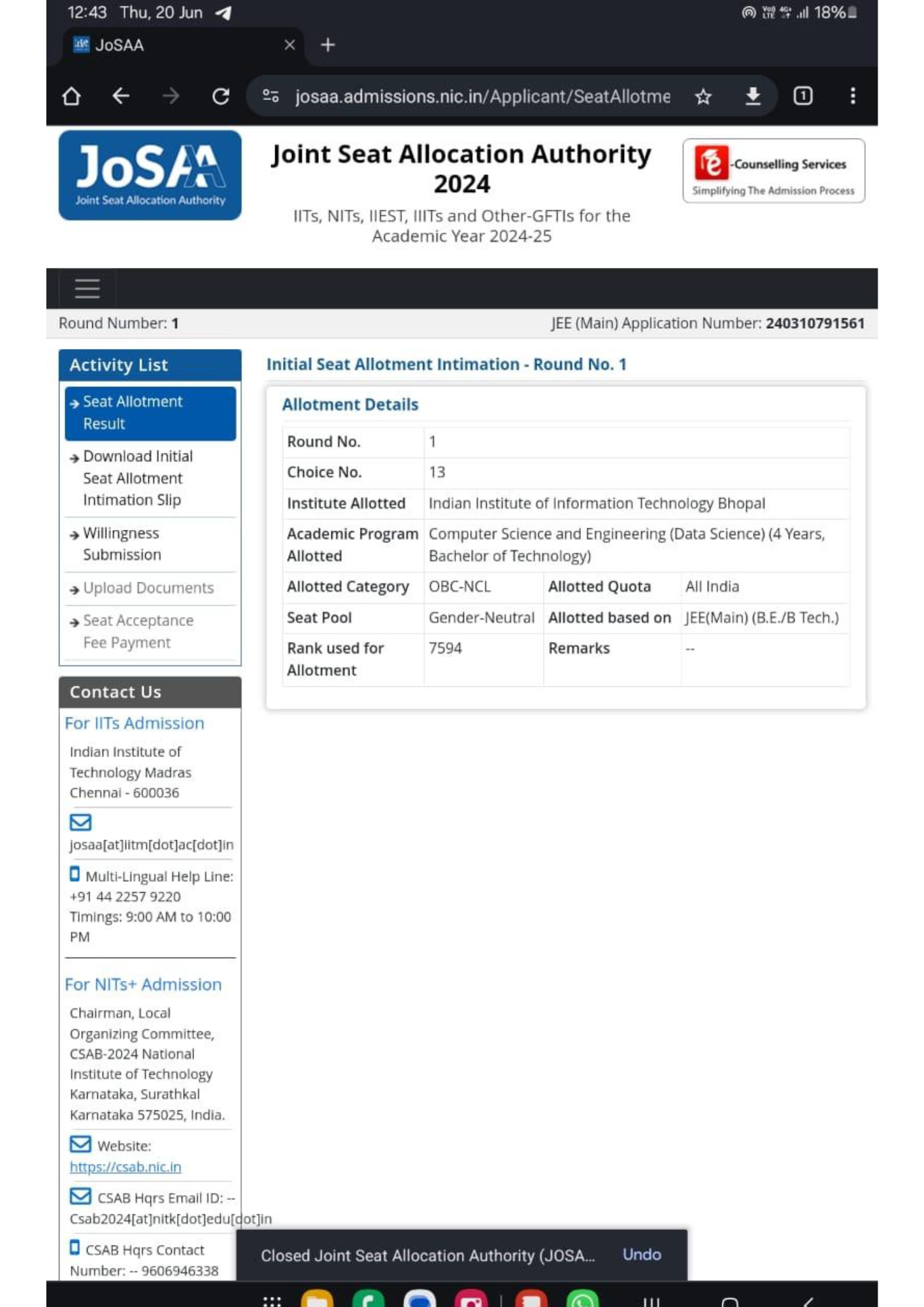 Allotment letter Career Margdarshan